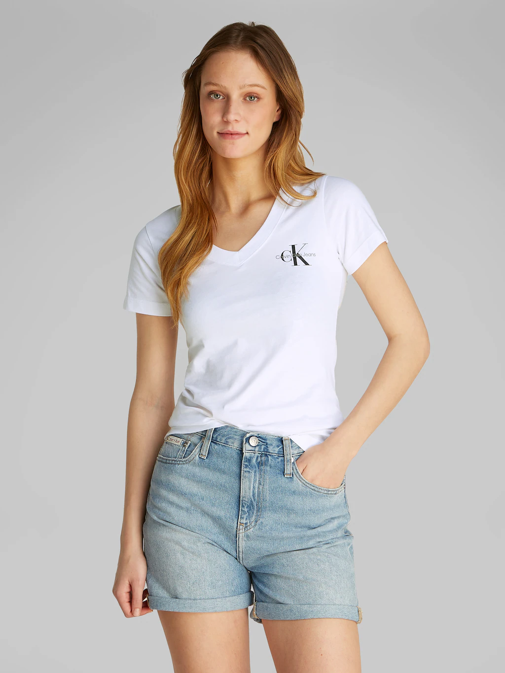 Calvin Klein Jeans T-Shirt "2-PACK MONOLOGO V-NECK TEE", mit Logomarkenlabe günstig online kaufen