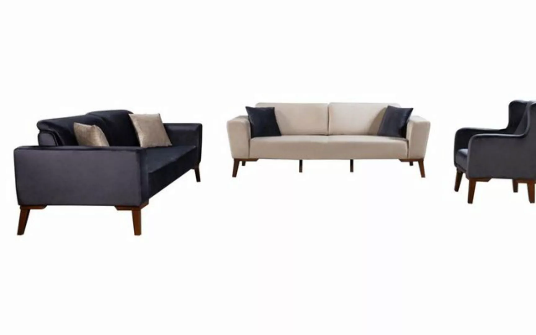 JVmoebel Sofa Sofagarnitur 3+3+1 Sitzer Set Design Sofa Couchgarnitur Texti günstig online kaufen