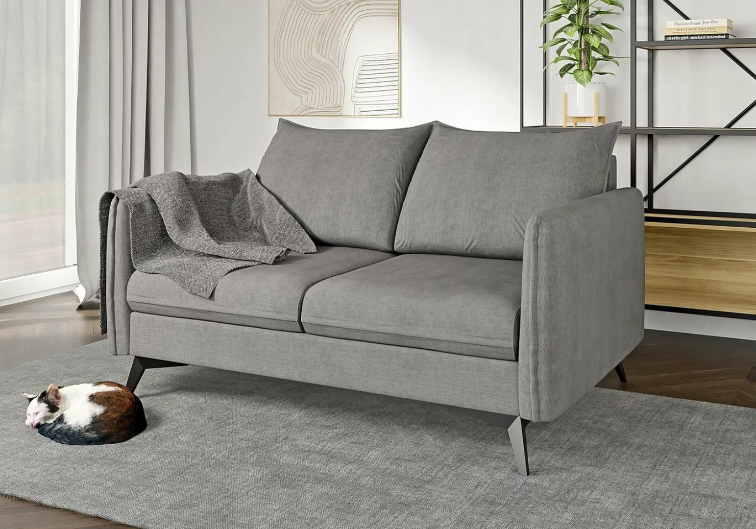 S-Style Möbel 2-Sitzer Modernes Sofa Azalea mit Schwarz Metall Füßen, mit W günstig online kaufen