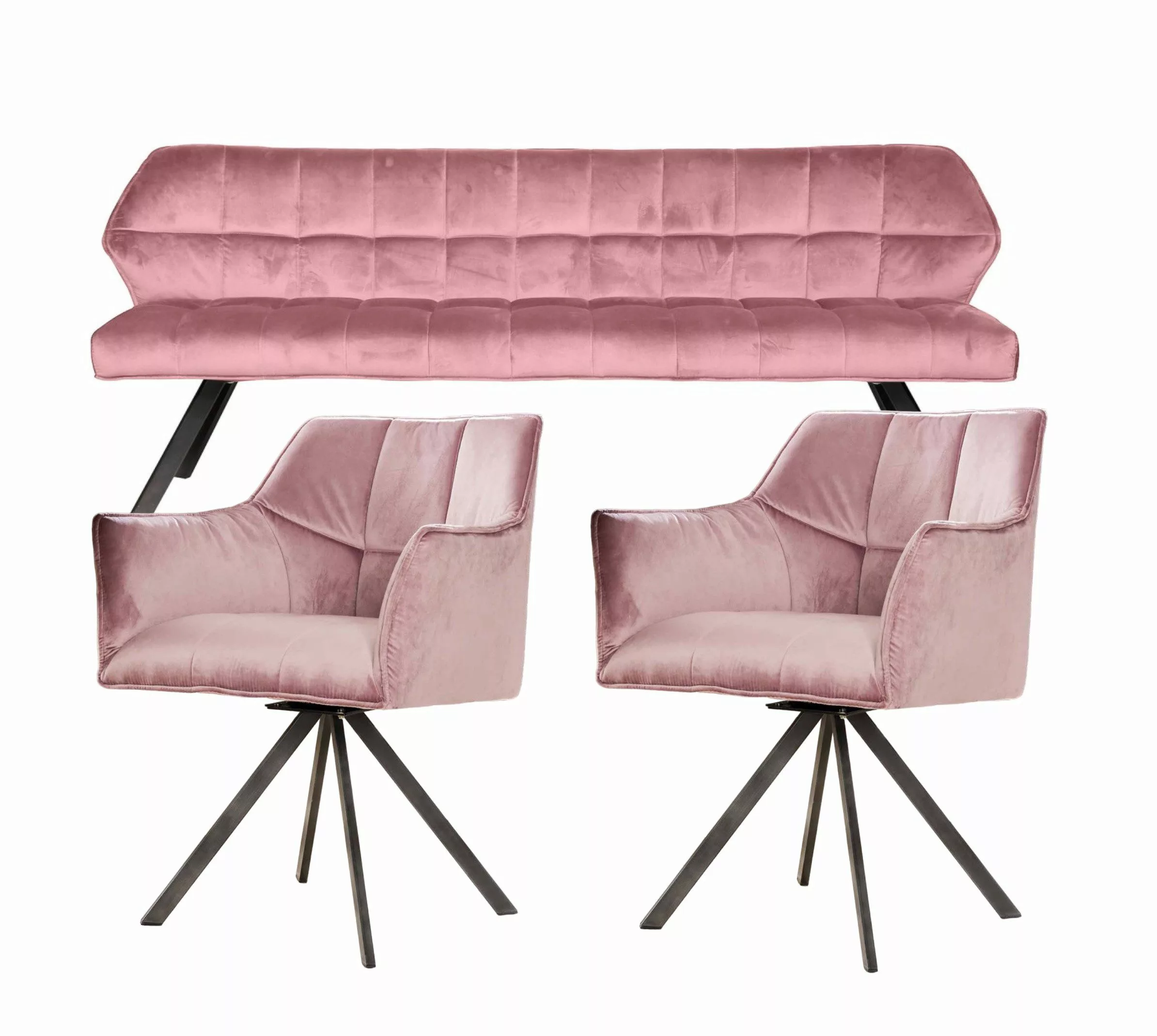 Vintagehaus Polsterbank Set Esstischbank Raster + günstig online kaufen