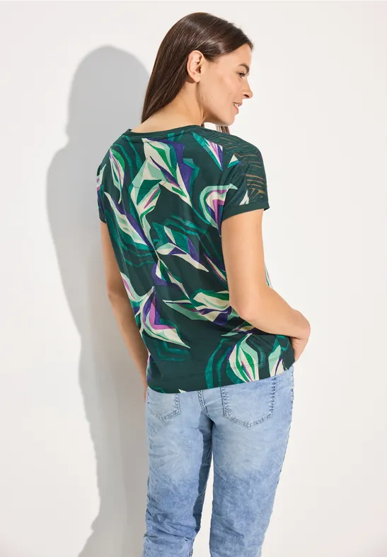 Cecil Kurzarmshirt - kurzarm Shirt mit Floral Print - T-Shirt All-Over-Prin günstig online kaufen