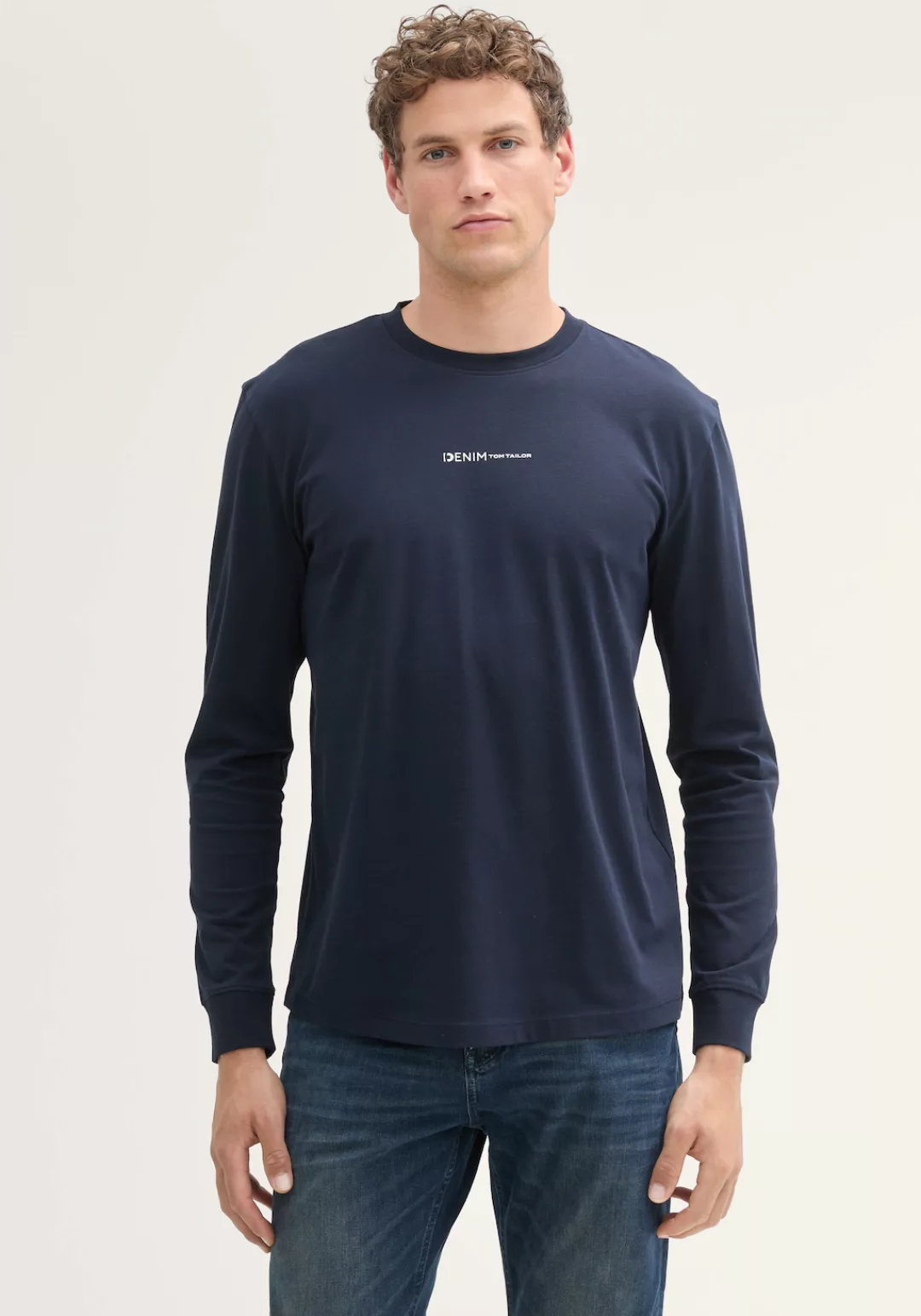 TOM TAILOR Denim Langarmshirt mit Marken-Frontprint günstig online kaufen