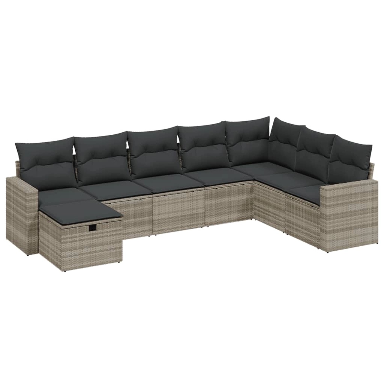 vidaXL 8-tlg Garten-Sofagarnitur mit Kissen Hellgrau Poly Rattan Modell 4 günstig online kaufen