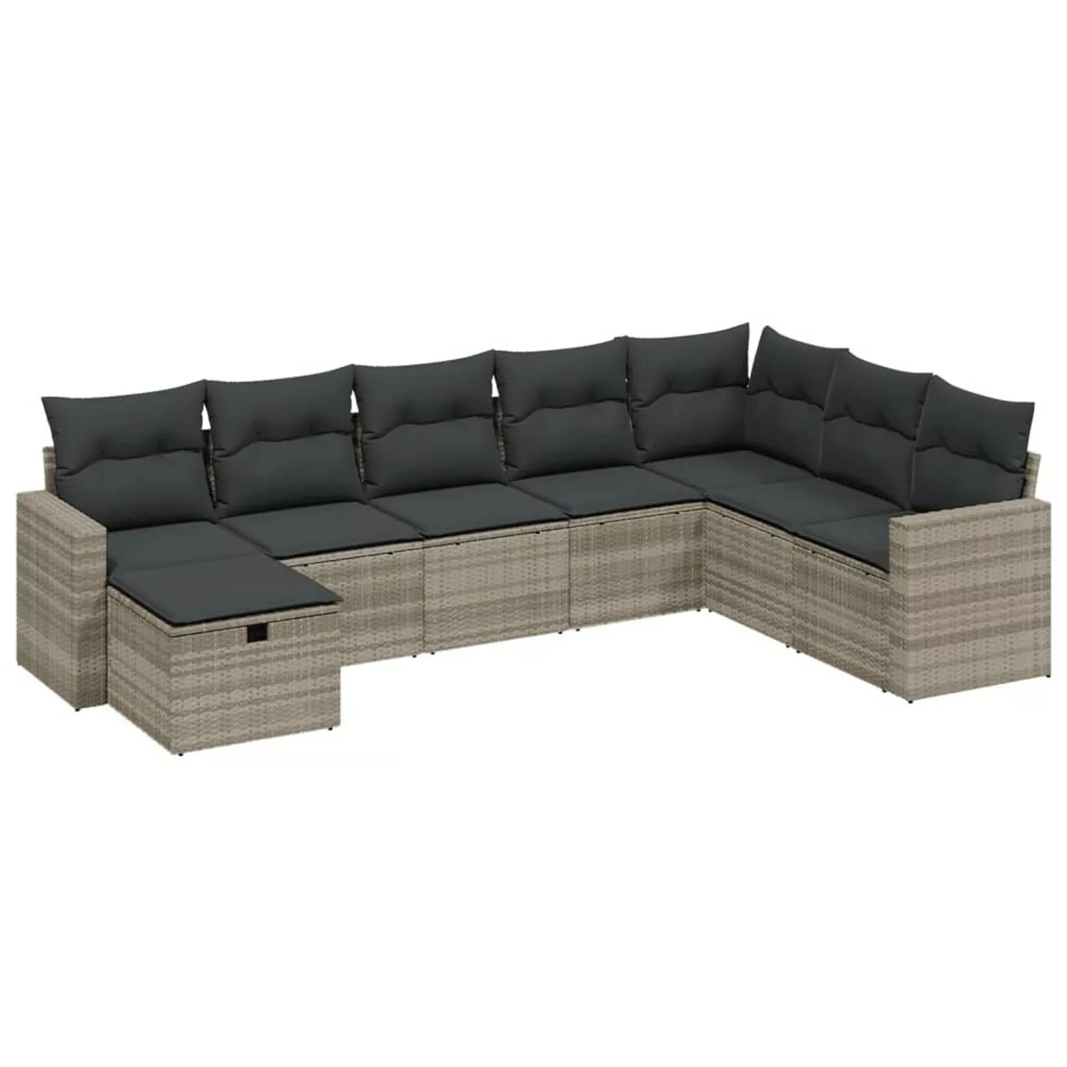 vidaXL 8-tlg Garten-Sofagarnitur mit Kissen Hellgrau Poly Rattan Modell 4 günstig online kaufen