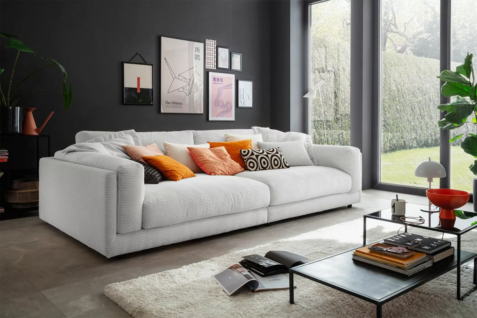 KAWOLA Big-Sofa RAINA, Cord oder Leder verschiedene Farben günstig online kaufen