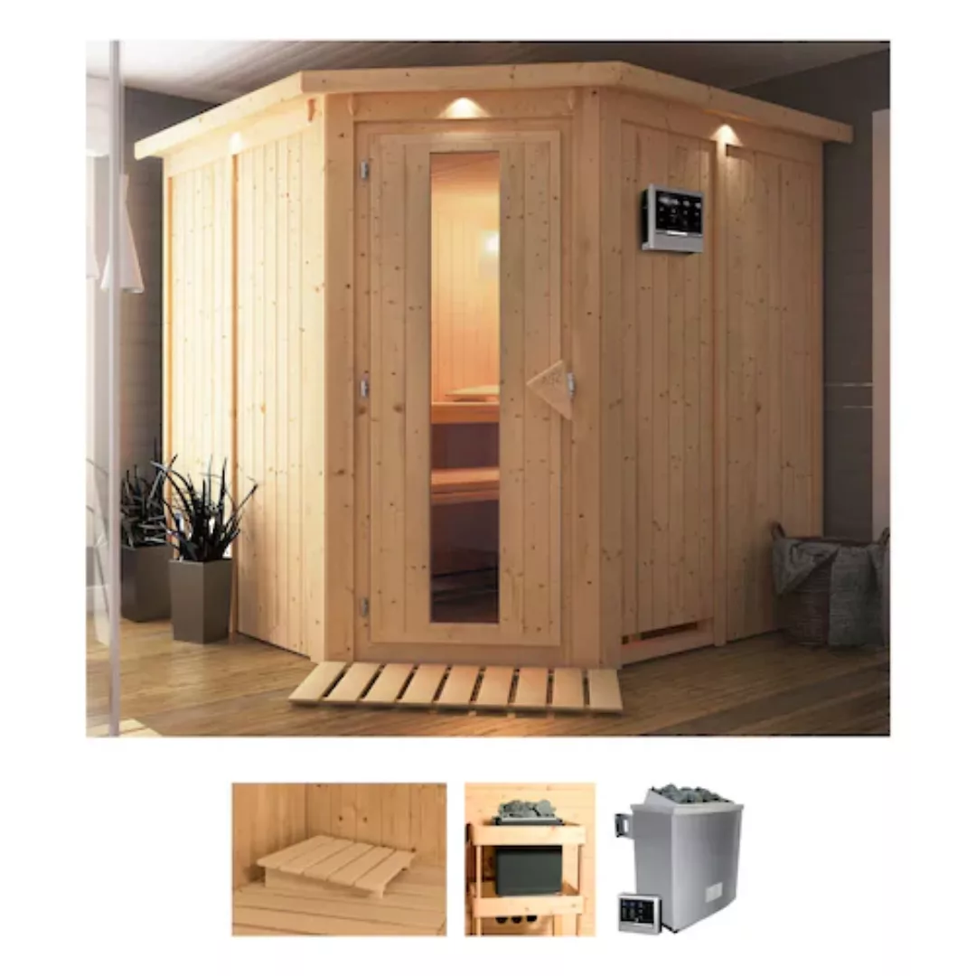 Karibu Sauna »Jarin«, (Set), 9-kW-Ofen mit externer Steuerung günstig online kaufen