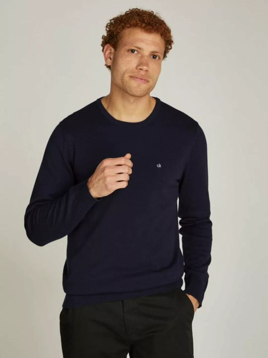 Calvin Klein Rundhalspullover "COTTON SILK BLEND CN SWEATER", mit Logoprägu günstig online kaufen