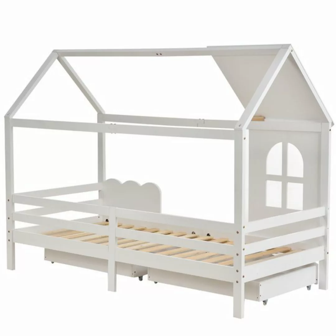 Gotagee Hausbett Massivholz Kinderbett Jugendbett Rausfallschutz 200x90cm F günstig online kaufen