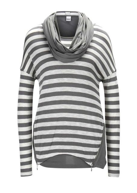 heine Rundhalsshirt HEINE Damen Shirt + Top + Schal, anthrazit-offwhite günstig online kaufen