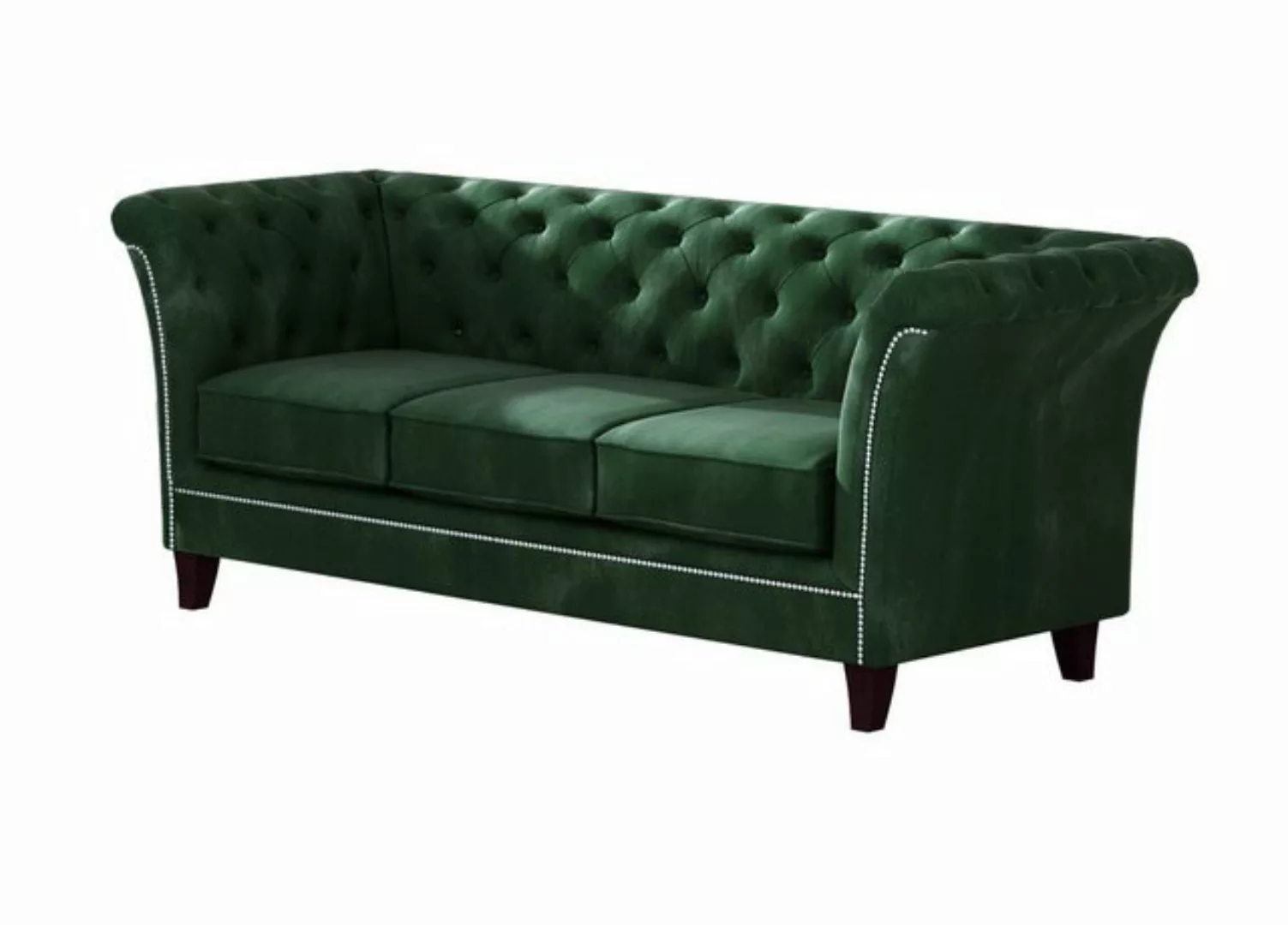 S-Style Möbel Chesterfield-Sofa 3-Sitzer Rainsburg aus Samt-Stoff mit Holzf günstig online kaufen