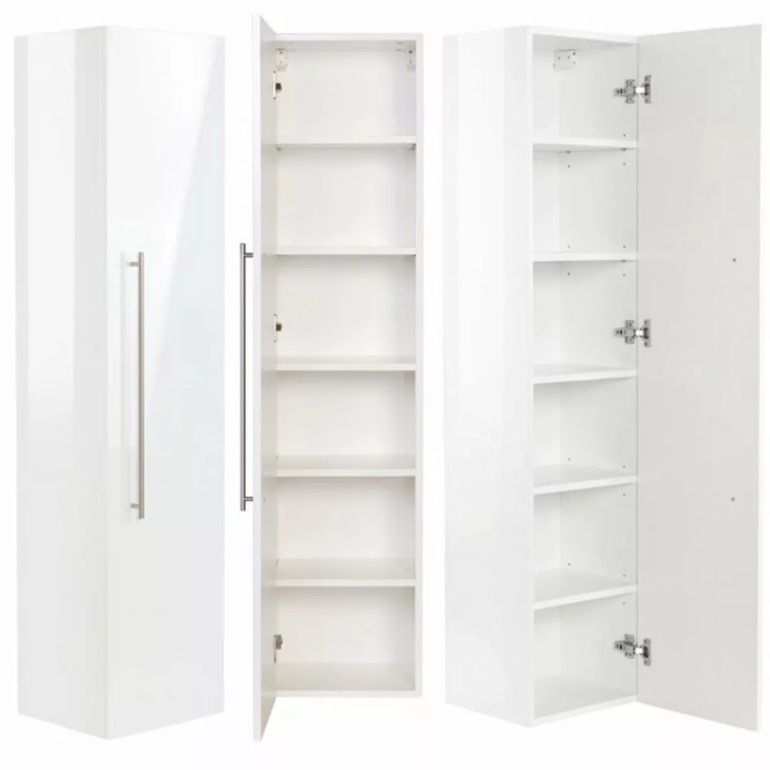 Badmöbel Hochschrank NEWLAND-02 weiß Hochglanz 6 Fächer, B x H x T ca.: 35 günstig online kaufen