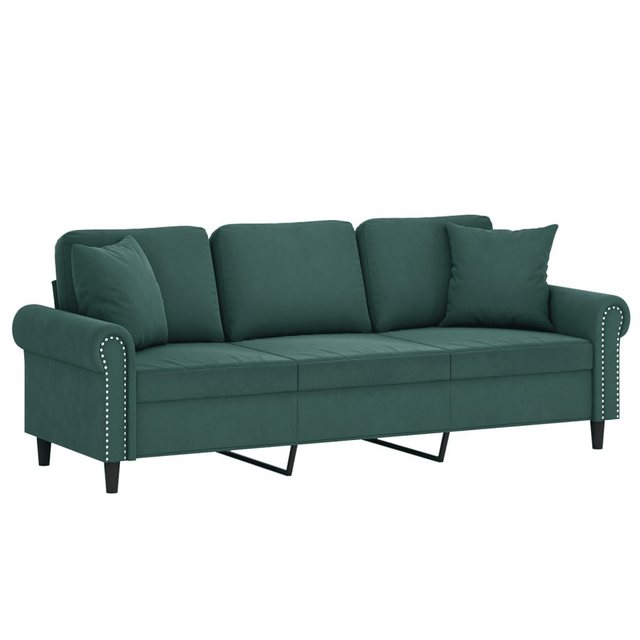 vidaXL Sofa 3-Sitzer-Sofa mit Zierkissen Dunkelgrün 180 cm Samt günstig online kaufen