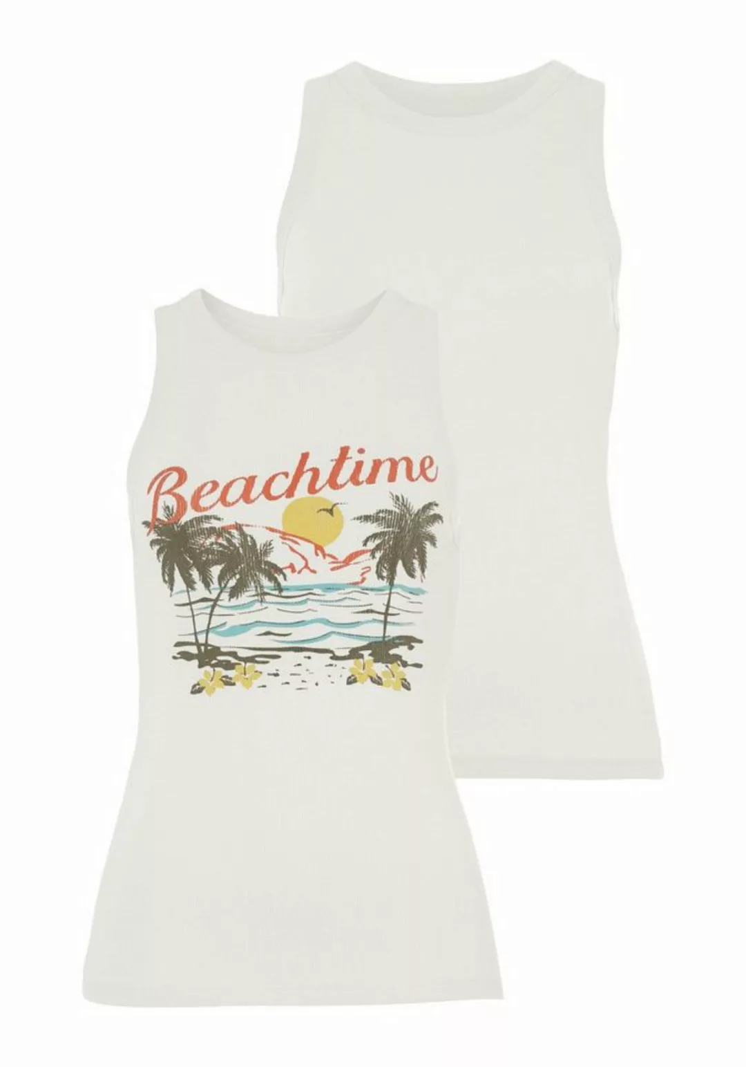 Beachtime Tanktop (Packung, 2-tlg) mit tropischem Druck günstig online kaufen