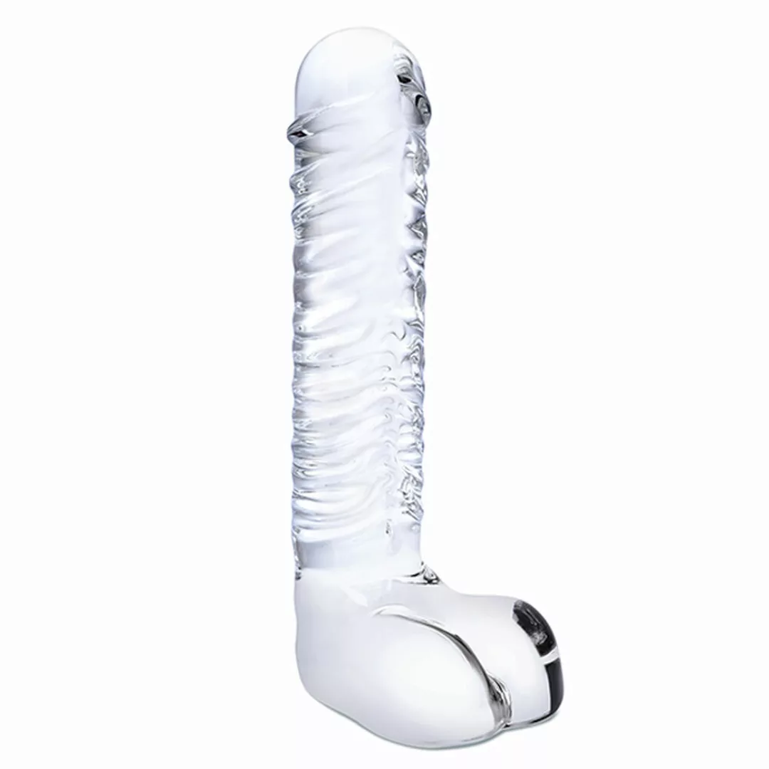 Curved G-spot Dildo Glas With Balls günstig online kaufen