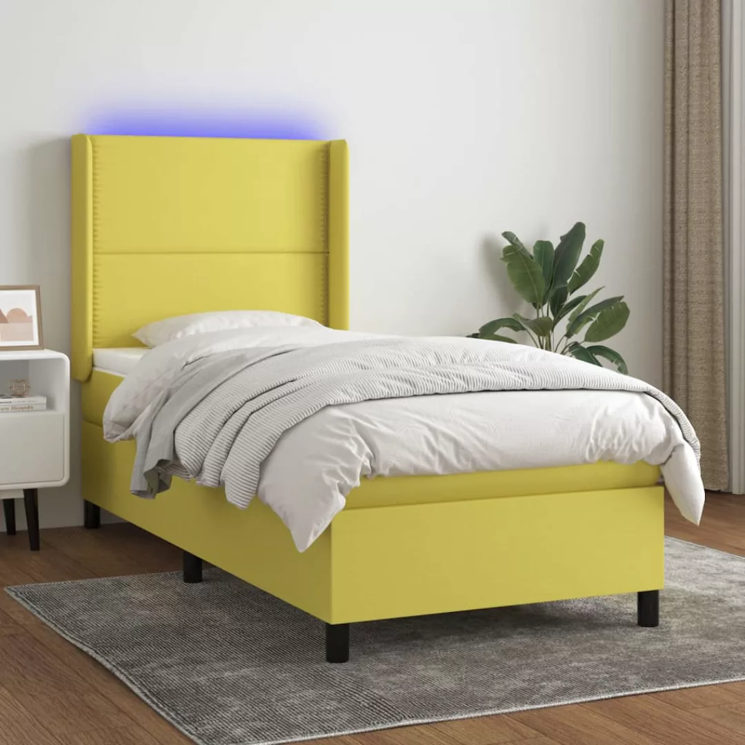 Vidaxl Boxspringbett Mit Matratze & Led Grün 100x200 Cm Stoff günstig online kaufen