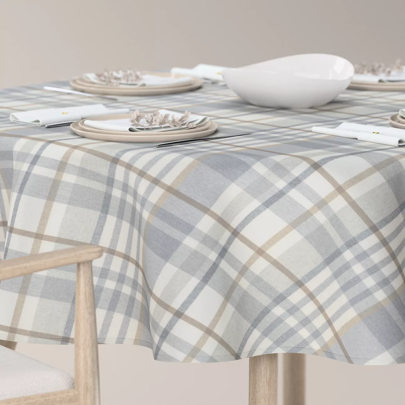 Runde Tischdecke, beige-grau, Scotti (144-48) günstig online kaufen