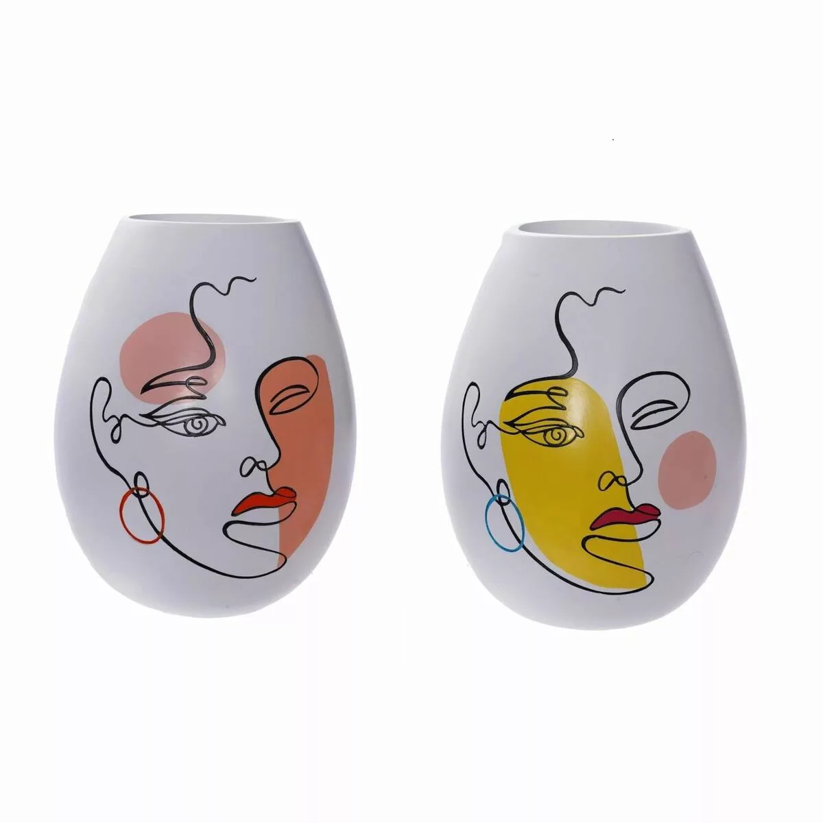 Vase Dkd Home Decor Gesicht Weiß Harz Bunt (22,5 X 22,5 X 29 Cm) (2 Stück) günstig online kaufen