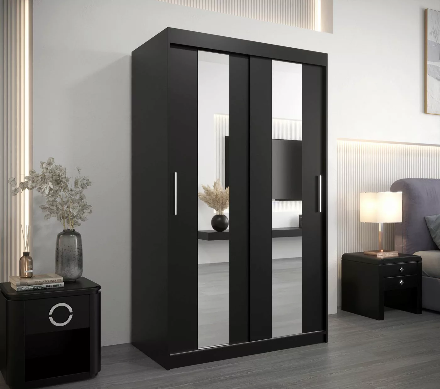 Beautysofa Kleiderschrank Moderne, stilvolle Garderobe mit Spiegeln POLA (S günstig online kaufen