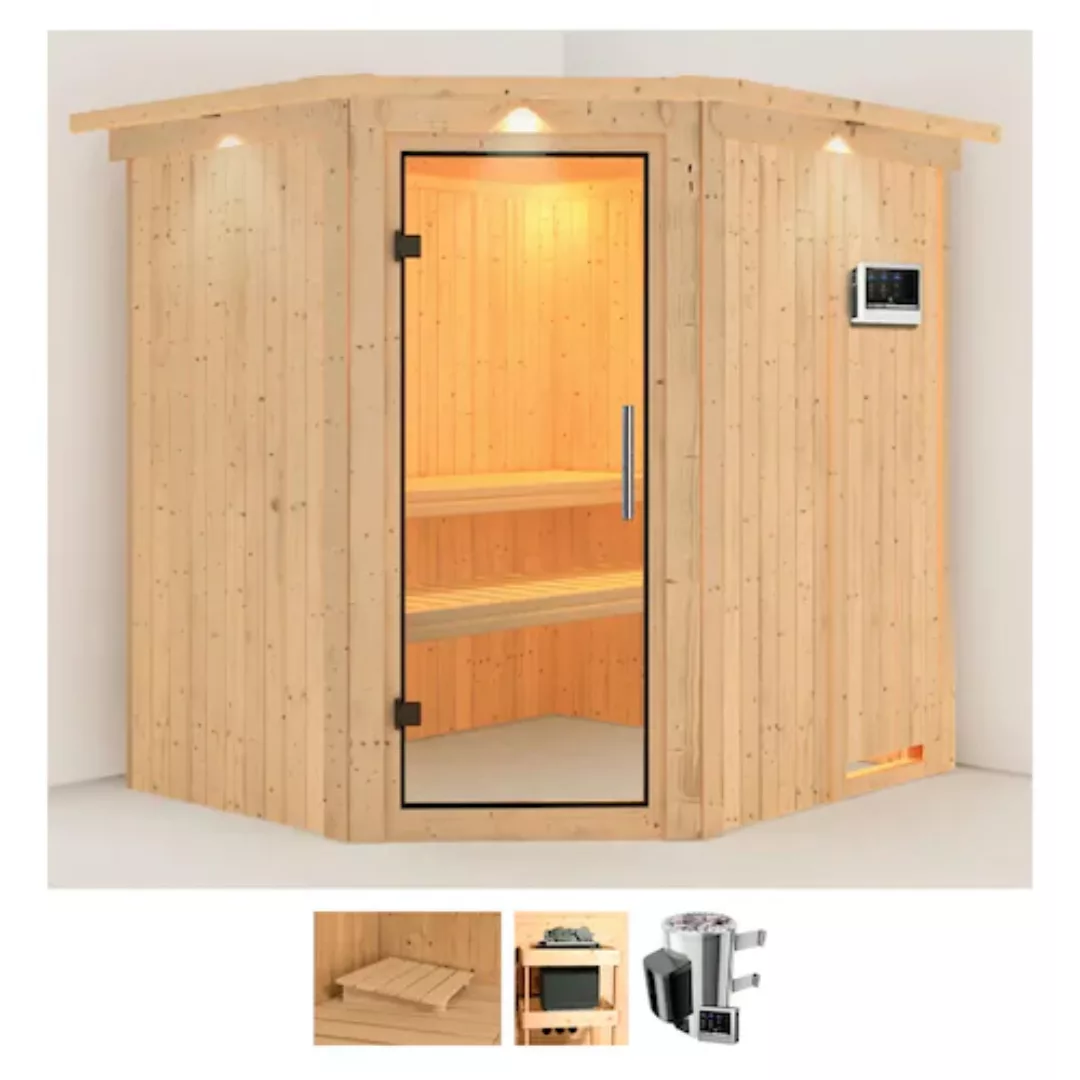 Karibu Sauna »Laila«, (Set), 3,6-kW-Plug & Play Ofen mit externer Steuerung günstig online kaufen