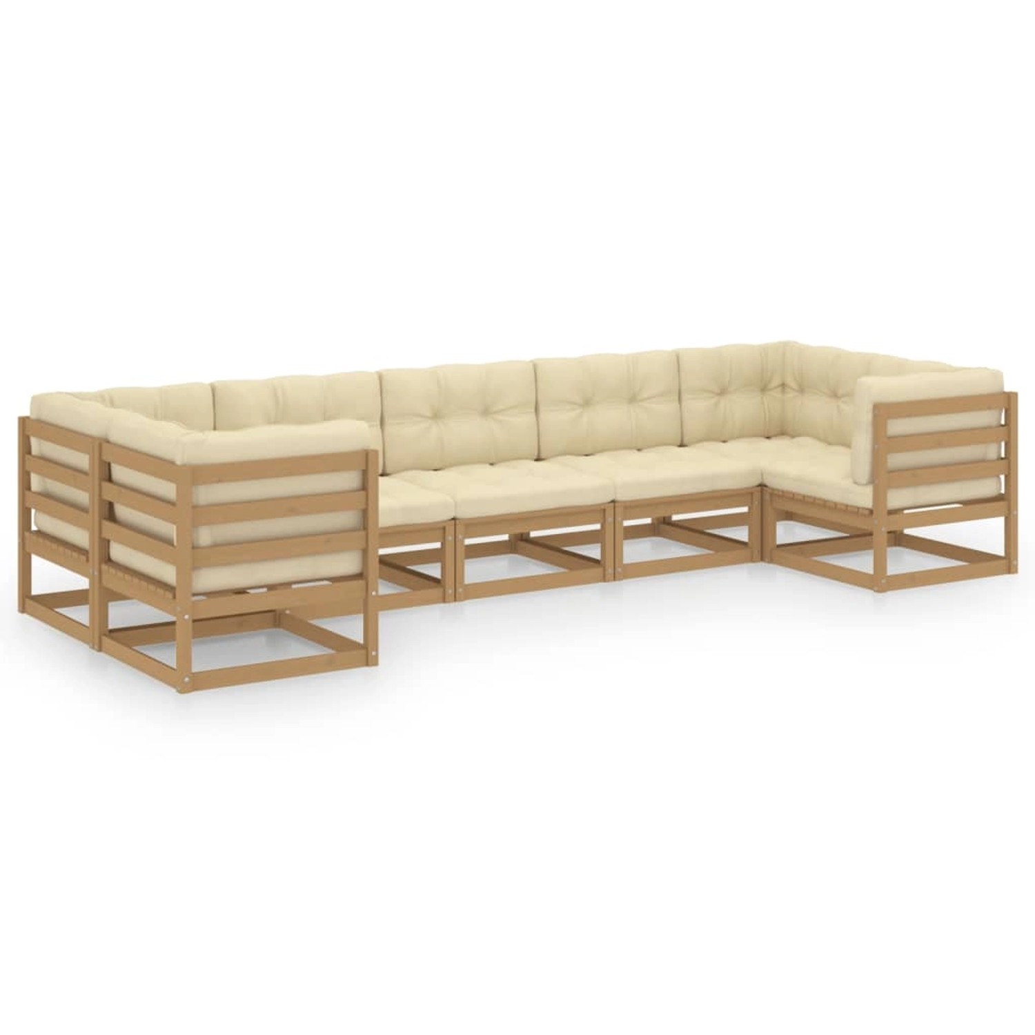 vidaXL 7-tlg Garten-Lounge-Set Kissen Honigbraun Kiefer Massivholz Modell 4 günstig online kaufen