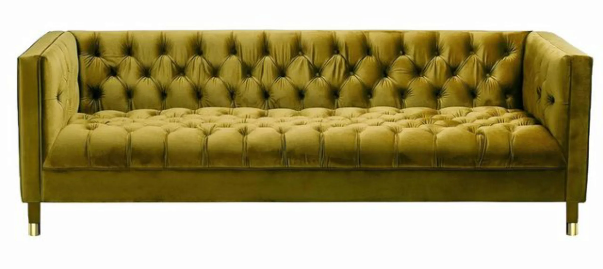 Xlmoebel Sofa Neu Moderne Gelbe Textil-Dreisitzer Chesterfield-Wohnzimmerco günstig online kaufen