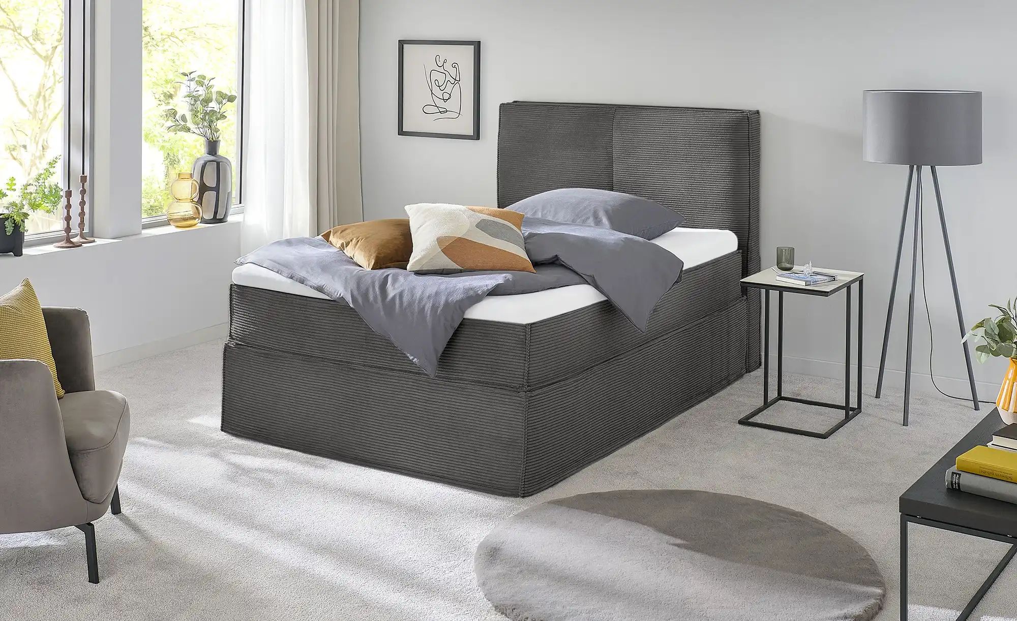 Boxi Boxspringbett mit trendigem Keder Boxi ¦ grau ¦ Maße (cm): B: 140 H: 1 günstig online kaufen