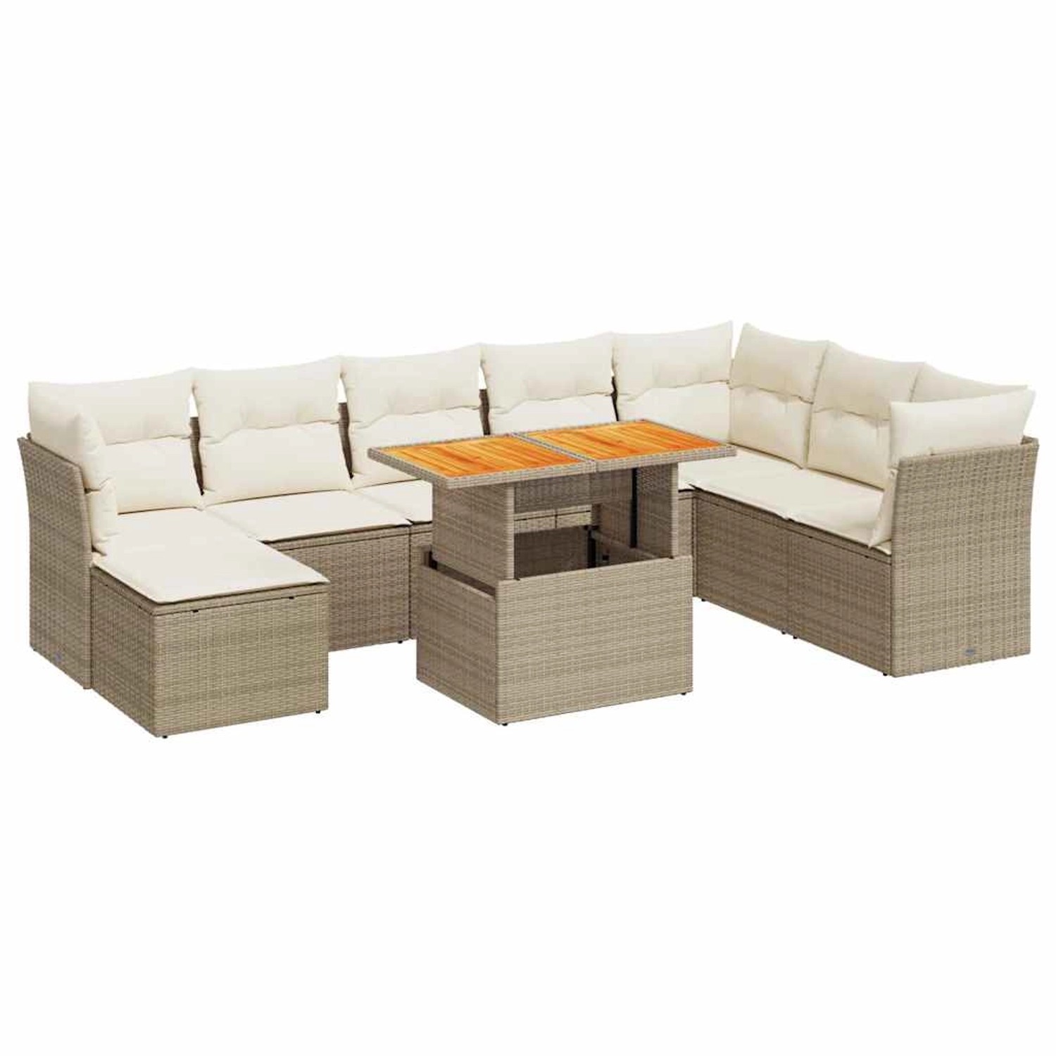vidaXL 9-Tlg Garten-Sofagarnitur mit Kissen Beige Poly Rattan 3326963 günstig online kaufen