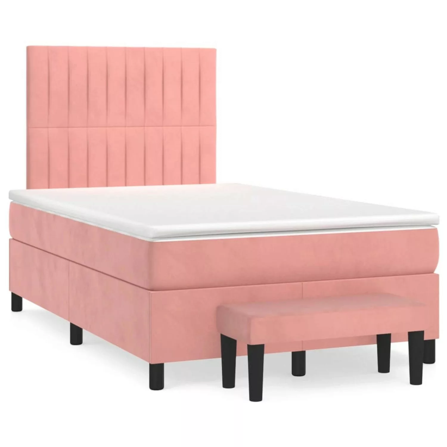 vidaXL Boxspringbett mit Matratze Rosa 120x200 cm Samt1469383 günstig online kaufen