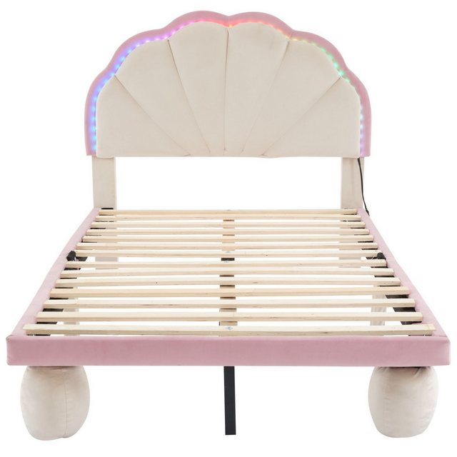 Gotagee Polsterbett LED 90x200cm Kinderbett mit Holzlatten Einzelbett Samt günstig online kaufen