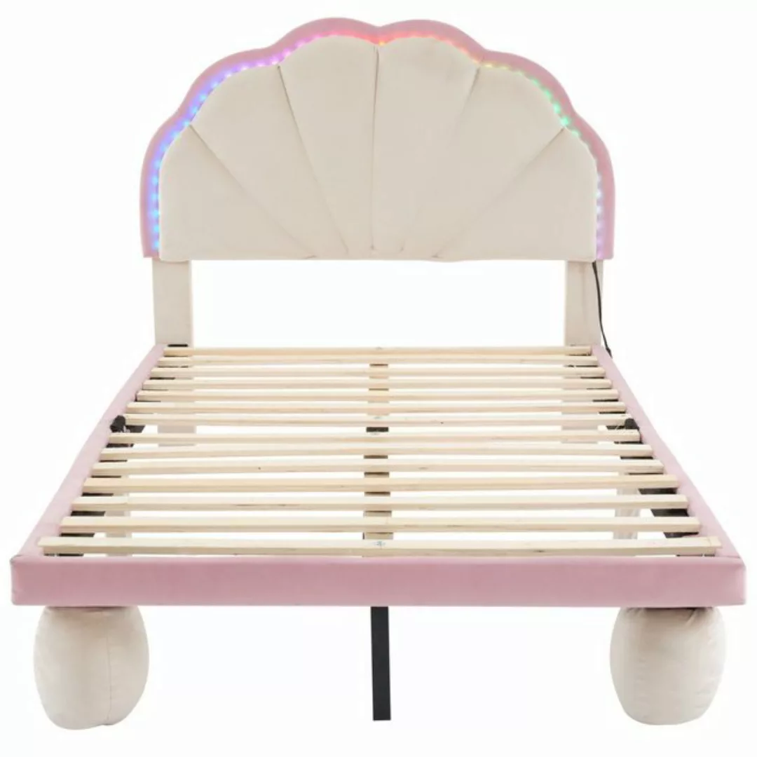 Gotagee Polsterbett LED 90x200cm Kinderbett mit Holzlatten Einzelbett Samt günstig online kaufen