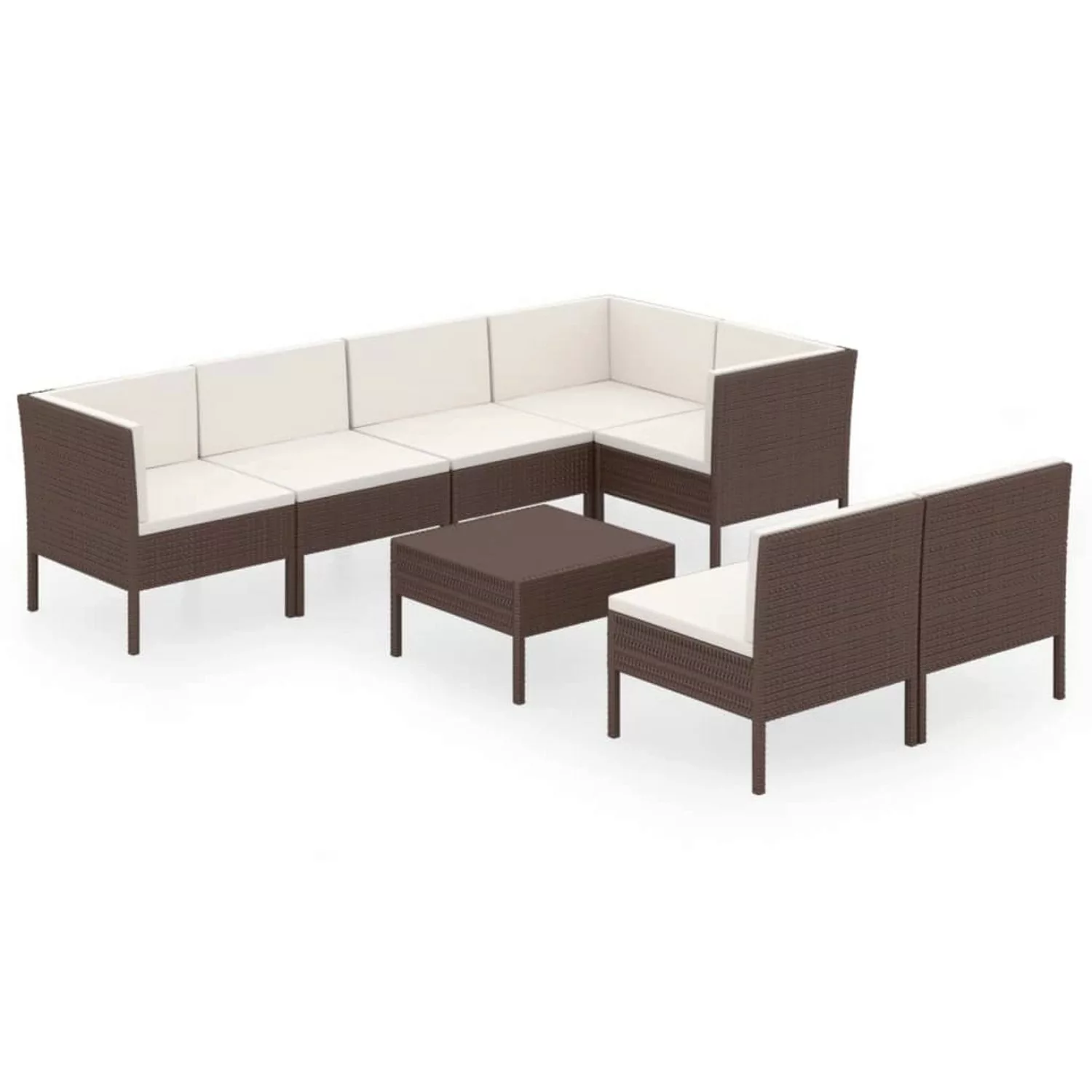 8-tlg. Garten-lounge-set Mit Auflagen Poly Rattan Braun günstig online kaufen