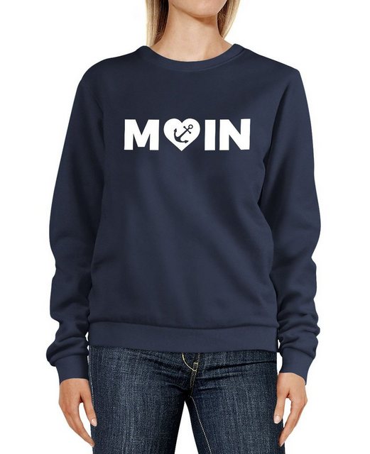 MoonWorks Sweatshirt Sweatshirt Damen Aufdruck Moin Herz mit Anker Rundhals günstig online kaufen