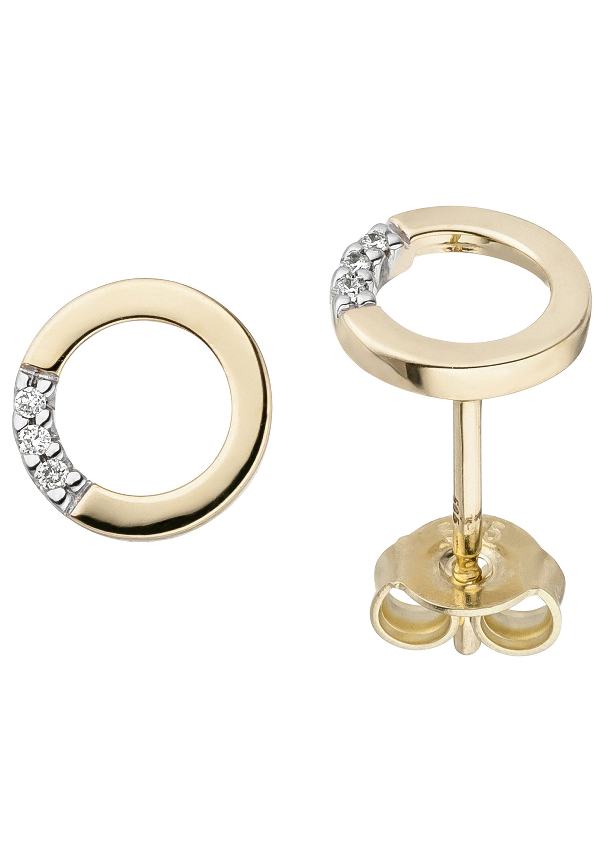 JOBO Paar Ohrstecker, rund 585 Gold günstig online kaufen