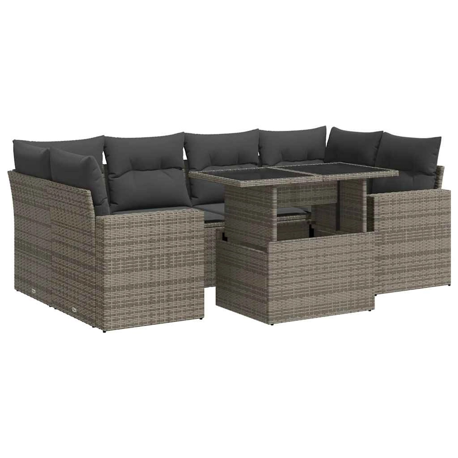 vidaXL 7-Tlg Garten-Sofagarnitur mit Kissen Grau Poly Rattan 3326271 günstig online kaufen
