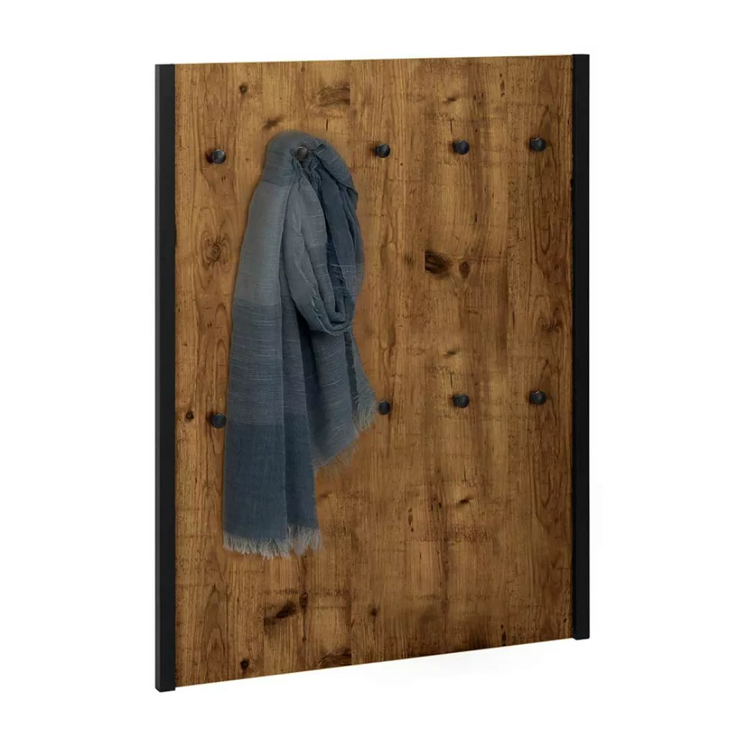 Wand Garderobenpaneel in Eichefarben und Schwarz 75x100x3 cm günstig online kaufen