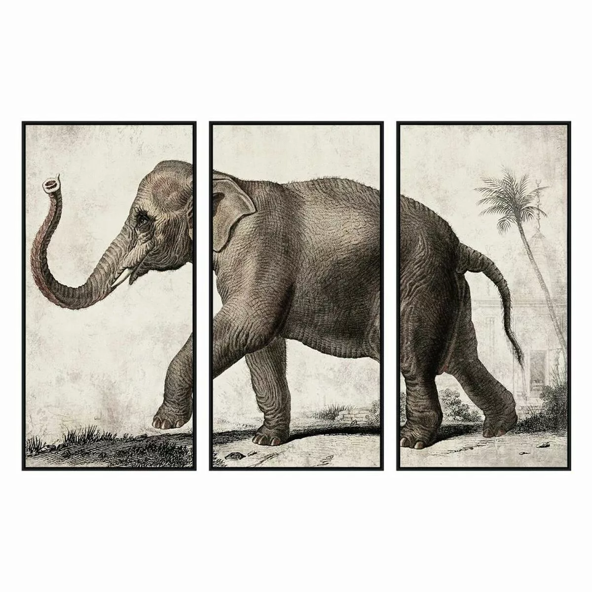 Leinwand Dkd Home Decor 3 Stücke Elefant Kolonial (180 X 4 X 120 Cm) günstig online kaufen