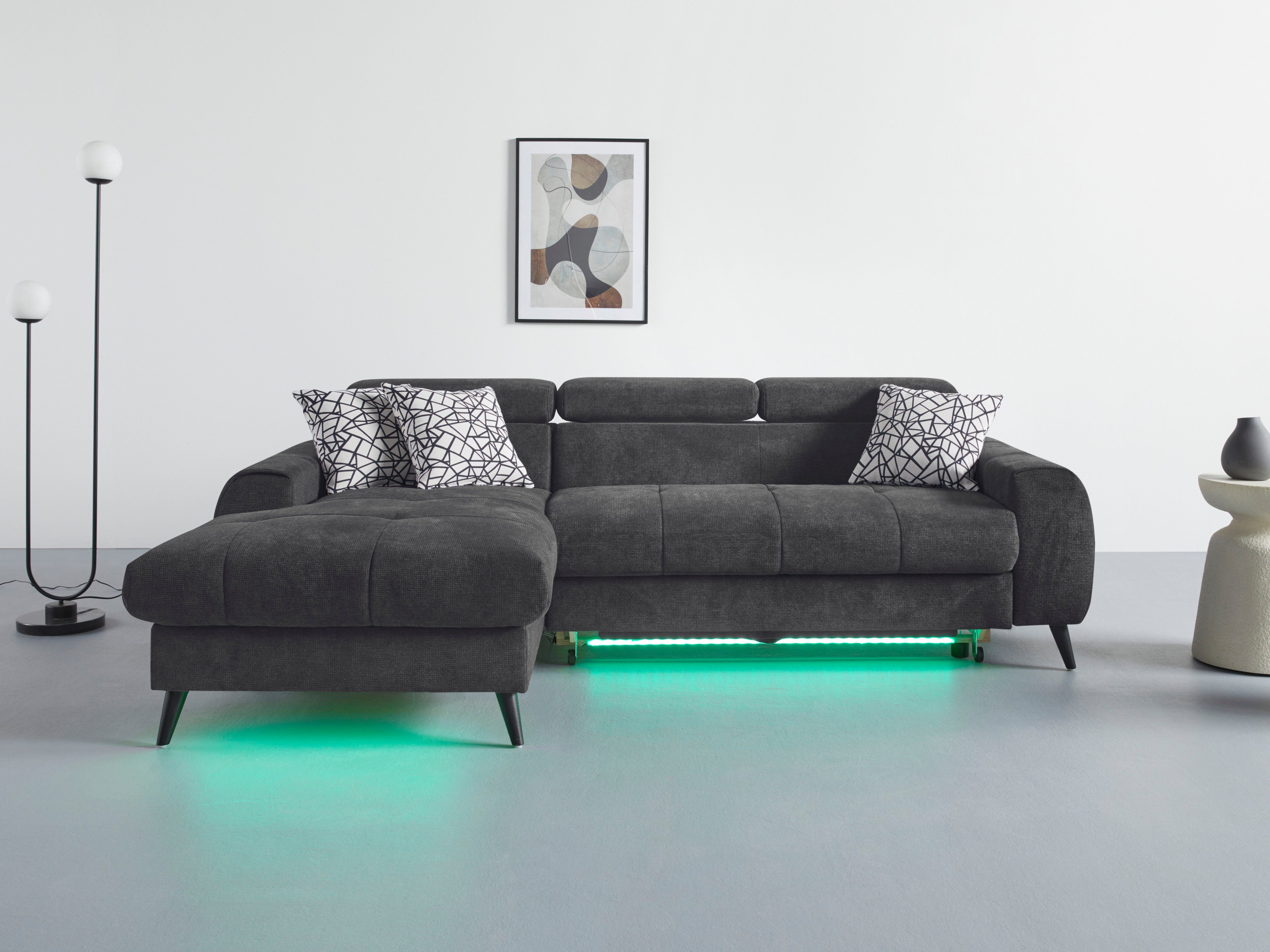 COTTA Ecksofa "Mia L-Form mit 3 Zierkissen", wahlweise mit Bettfunktion, Be günstig online kaufen