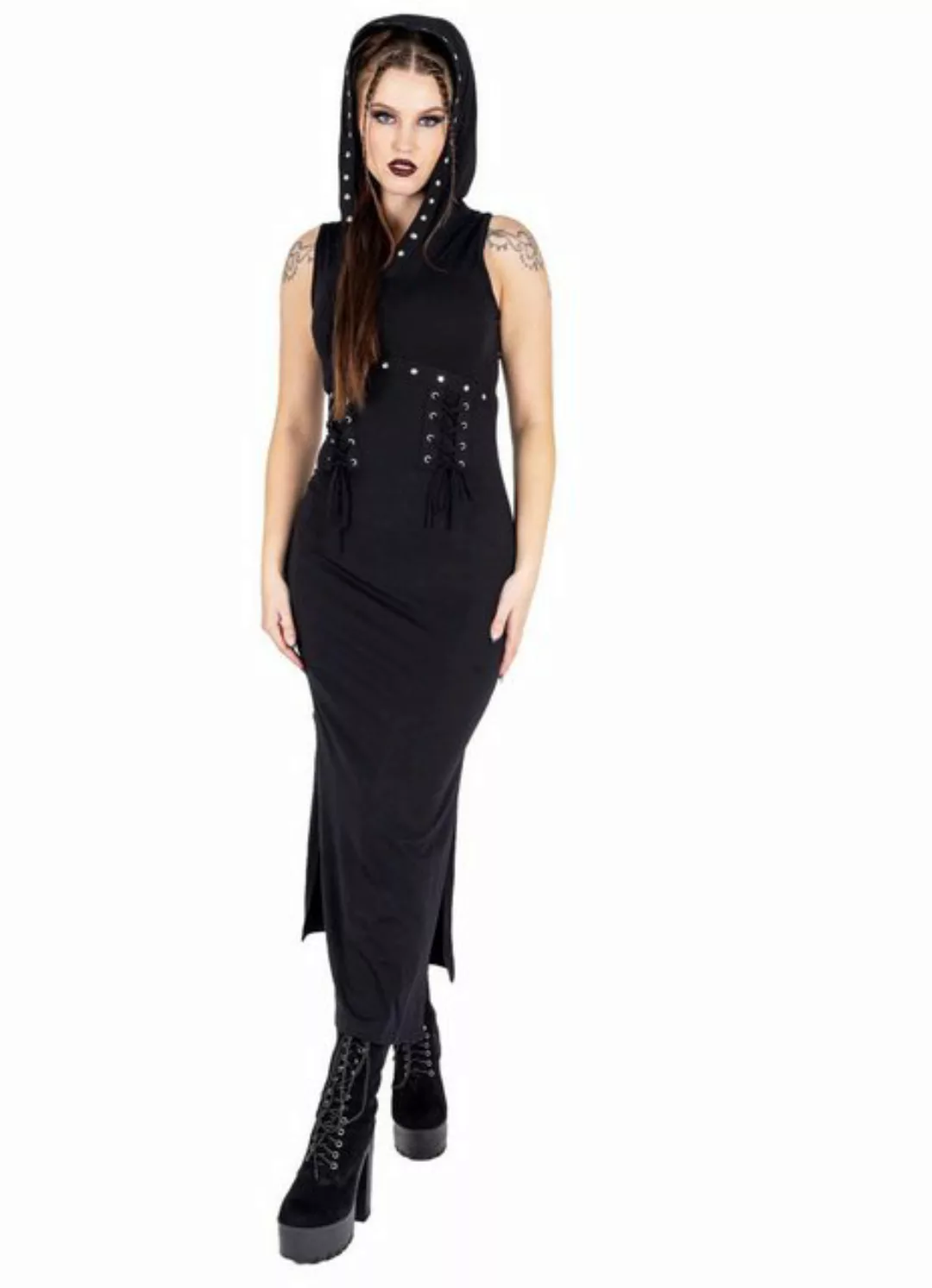 Vixxsin Maxikleid Cora Kapuzenkleid Nieten Schnürung Geschlitzt günstig online kaufen