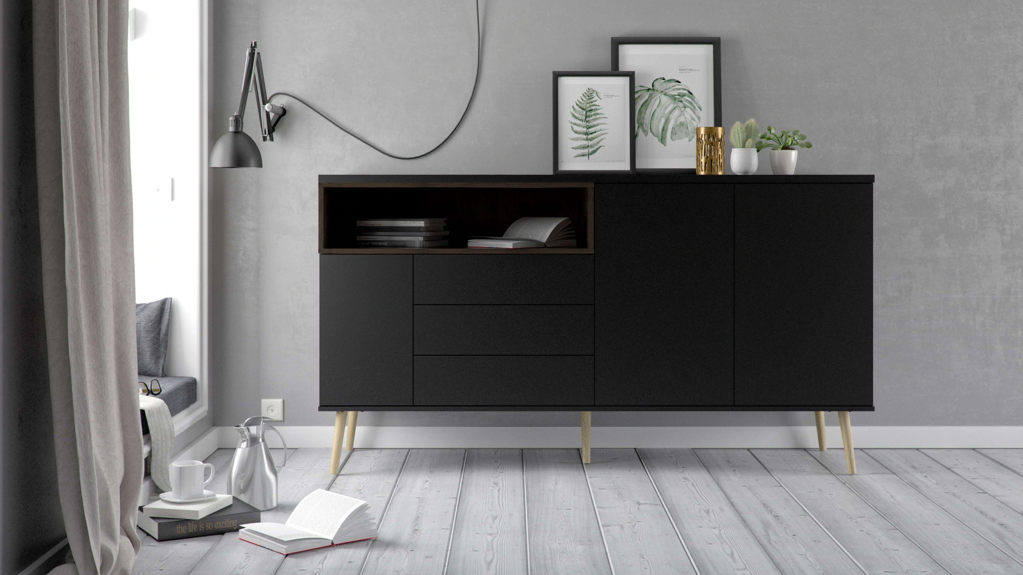 Home affaire Sideboard "Roommers, Anrichte, Kommode, Stauraum", 3 Türen, 3 günstig online kaufen