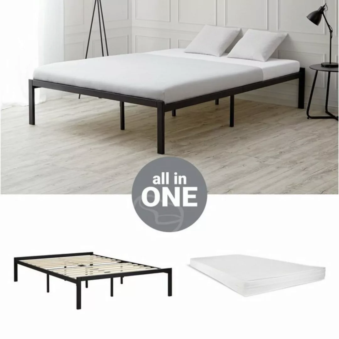 Homestyle4u Metallbett Bett 90 140 x 200 Matratze Bettgestell günstig online kaufen