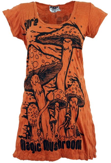 Guru-Shop T-Shirt Sure Long Shirt, Minikleid Magic Mushroom -.. Festival, G günstig online kaufen