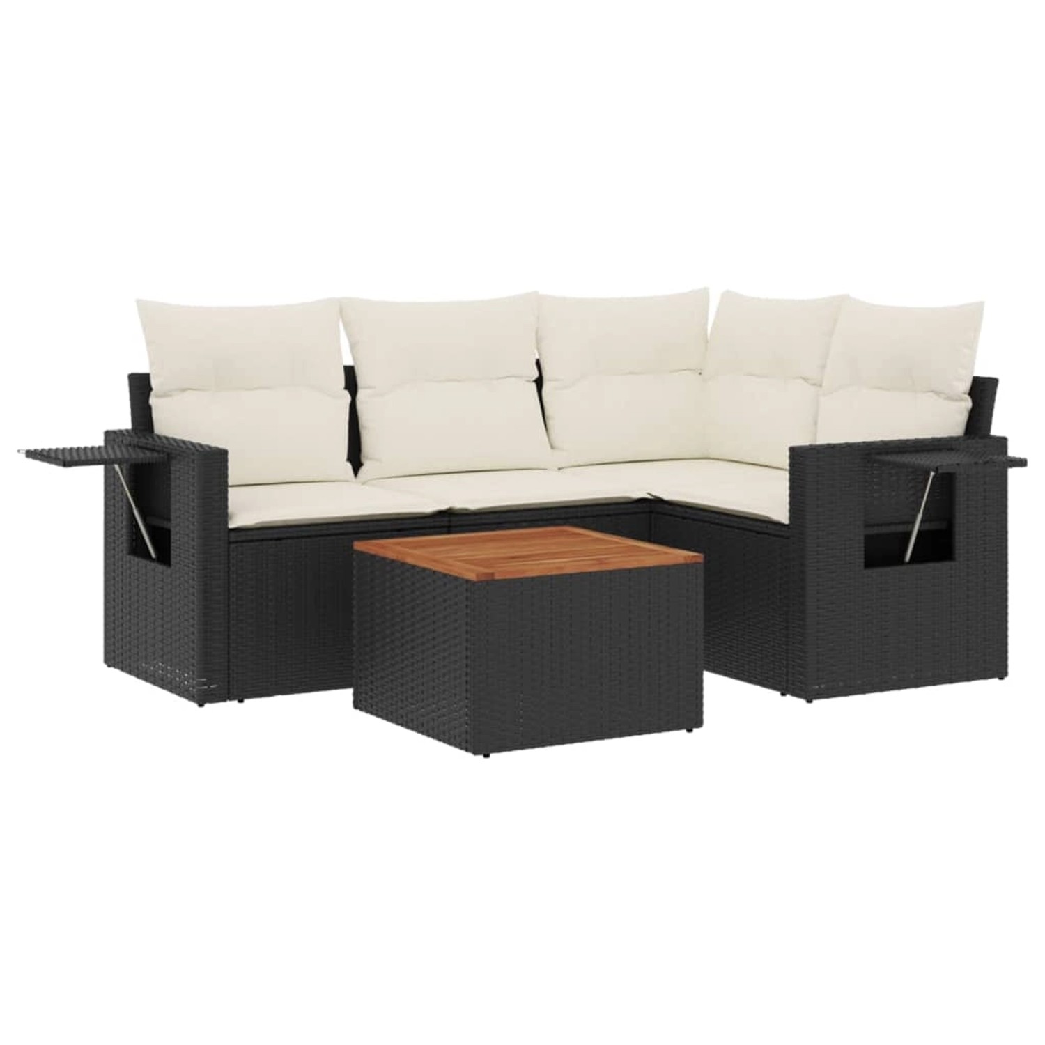 vidaXL 5-Tlg Garten-Sofagarnitur mit Kissen Schwarz Poly Rattan 3256875 günstig online kaufen