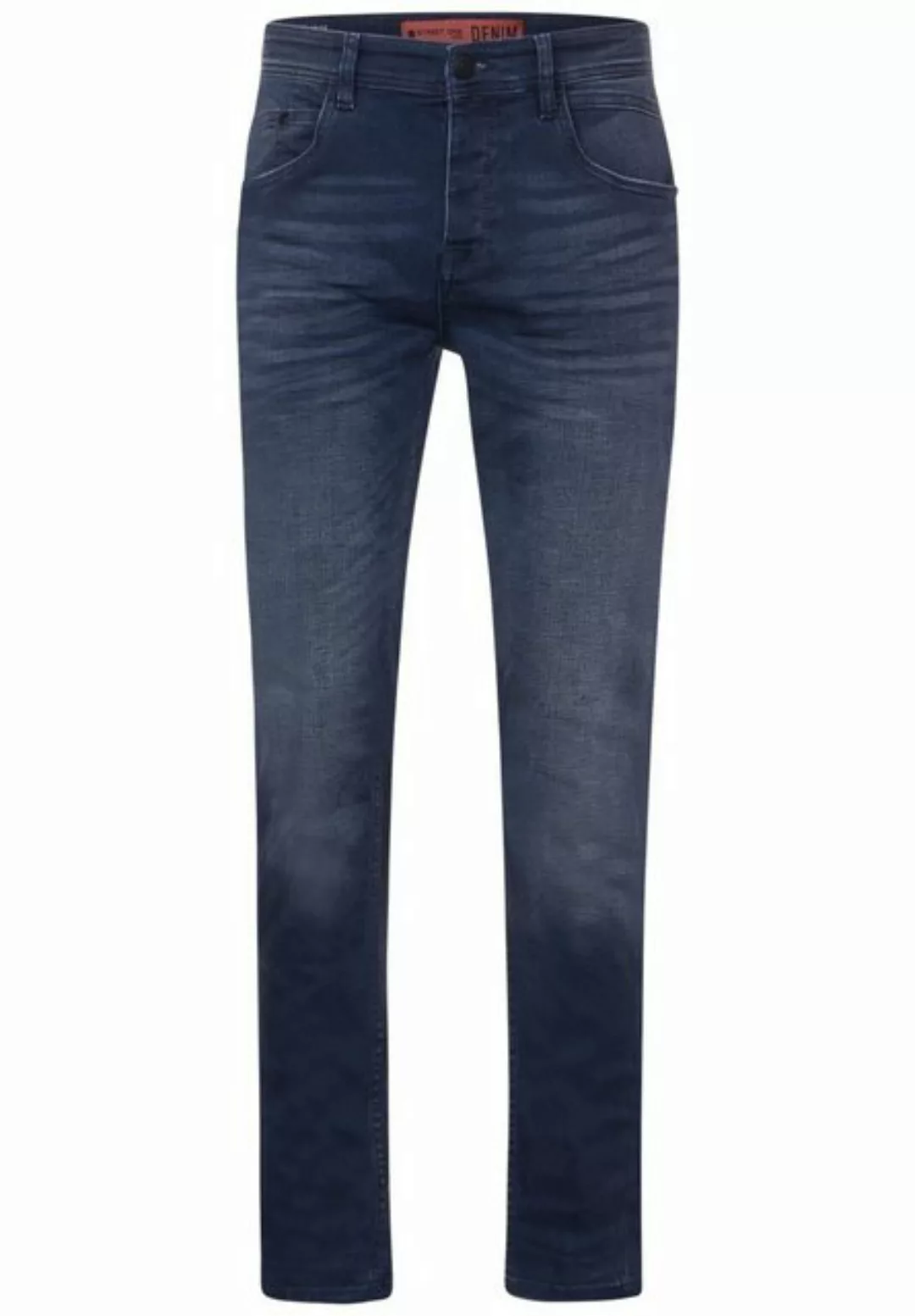 STREET ONE MEN Gerade Jeans in dunkelblauer Waschung günstig online kaufen