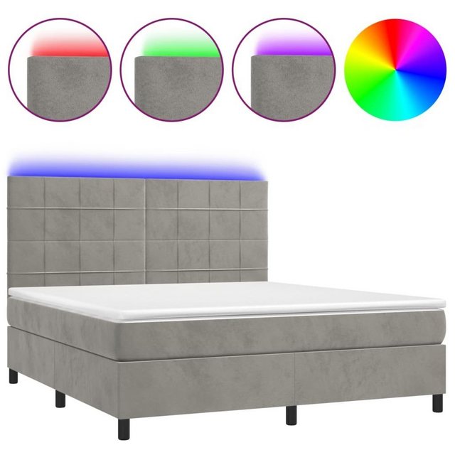 vidaXL Bettgestell Boxspringbett mit Matratze LED Hellgrau 160x200 cm Samt günstig online kaufen