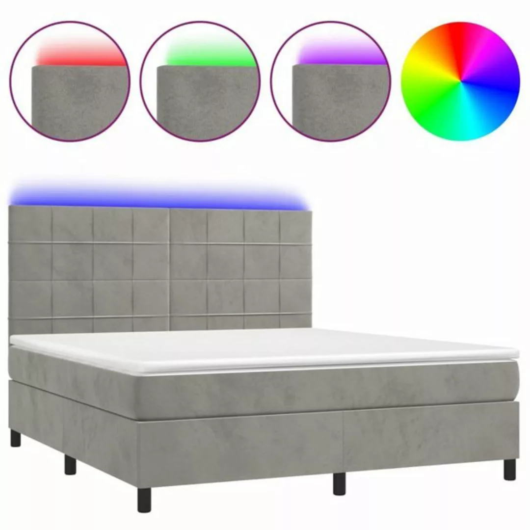 vidaXL Boxspringbett Boxspringbett mit Matratze LED Hellgrau 160x200 cm Sam günstig online kaufen