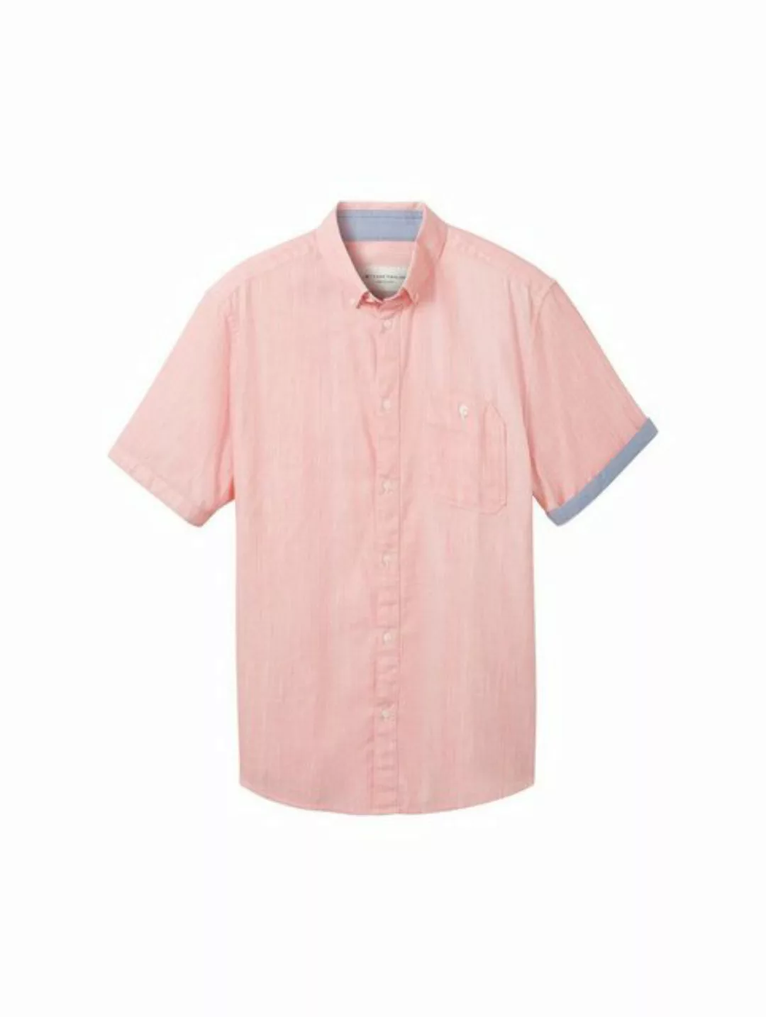 TOM TAILOR T-Shirt chambray slubyarn shirt, coral white structure günstig online kaufen