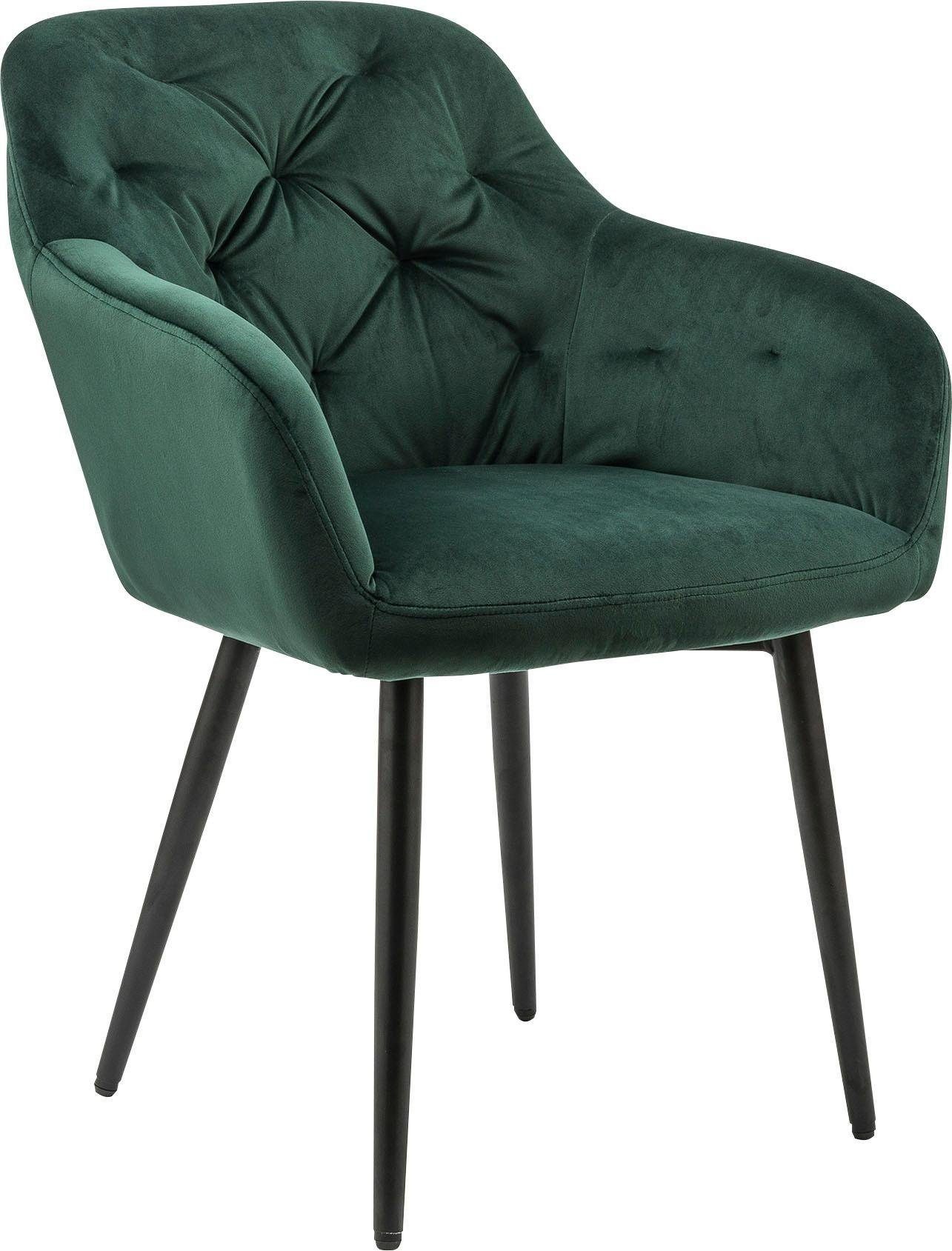 SalesFever Esszimmerstuhl, Samtvelours, Stilvoll mit eleganter Knopfheftung günstig online kaufen