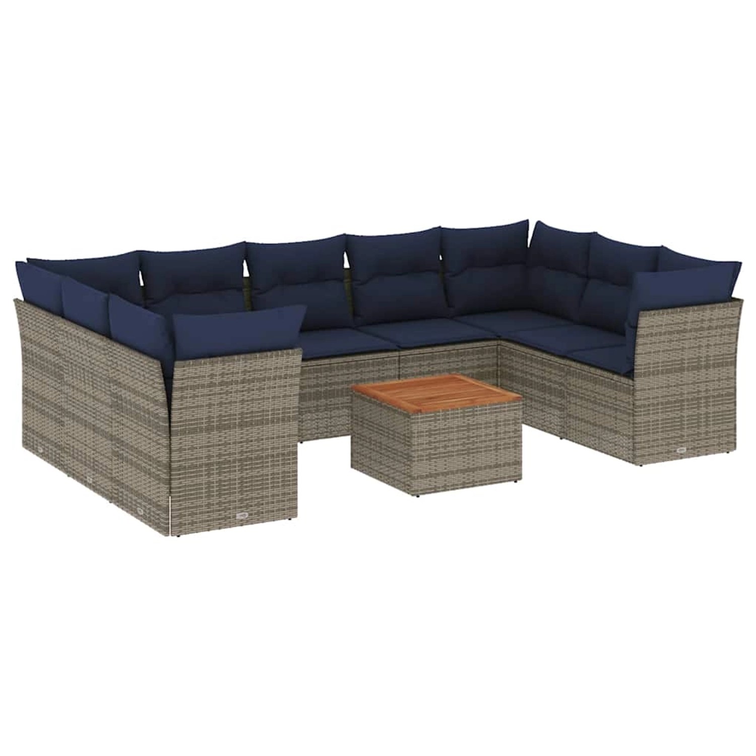 vidaXL 10-Tlg Garten-Sofagarnitur mit Kissen Grau Poly Rattan 3256138 günstig online kaufen