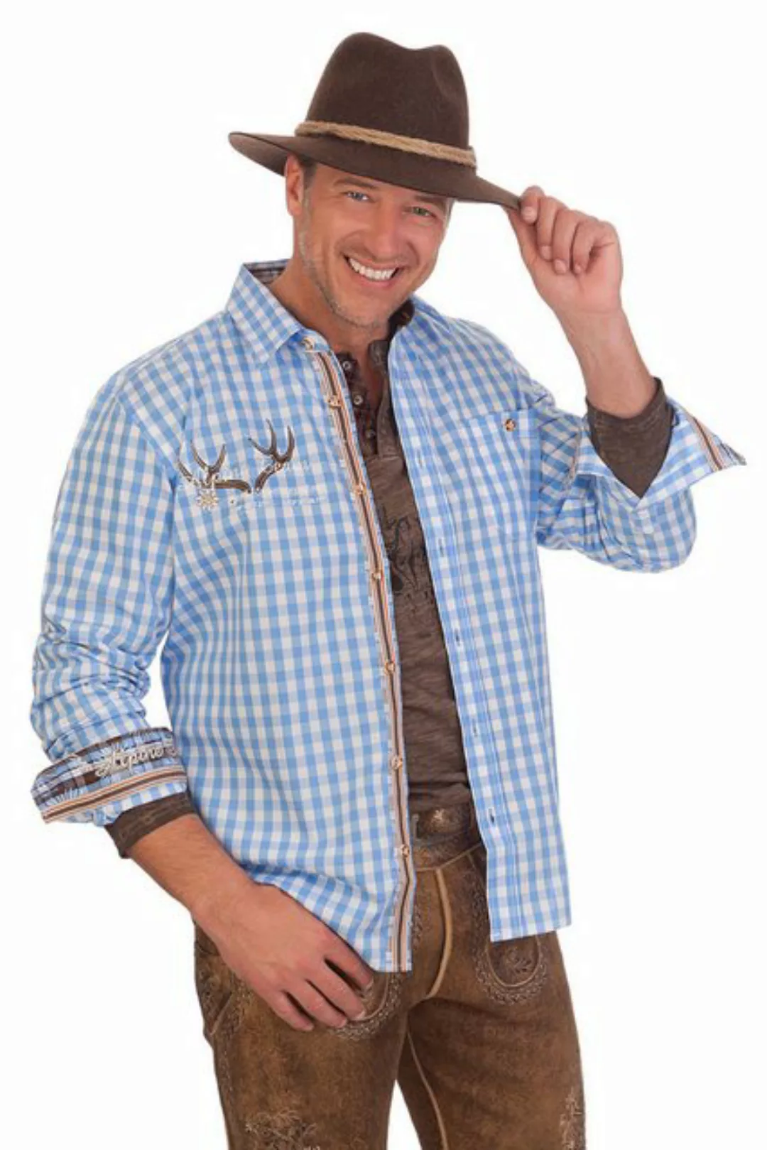 Stockerpoint Trachtenhemd Trachtenhemd - SAMUEL - hellblau, grau günstig online kaufen