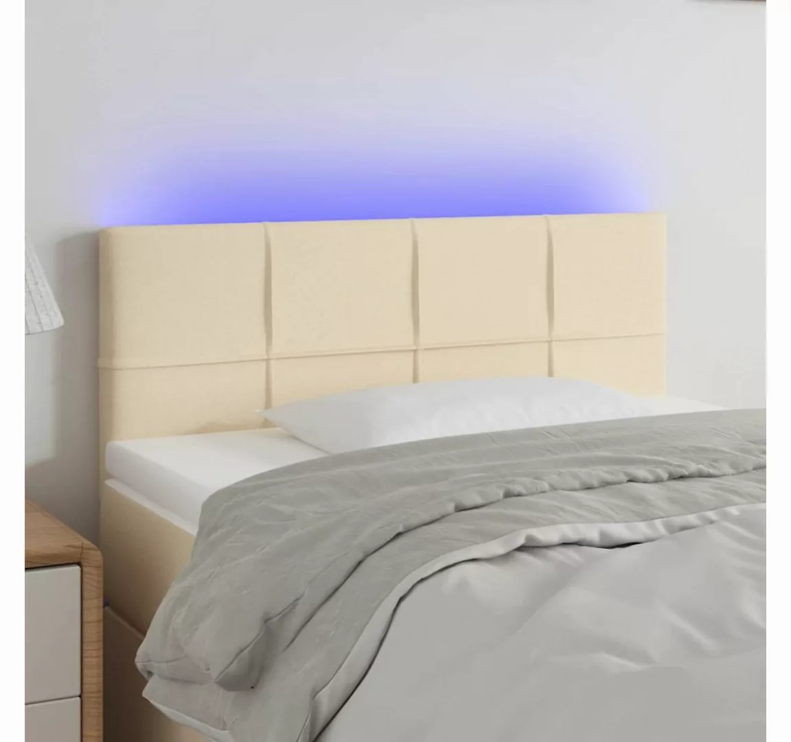 vidaXL Bett, LED Kopfteil Creme 100x5x78/88 cm Stoff günstig online kaufen